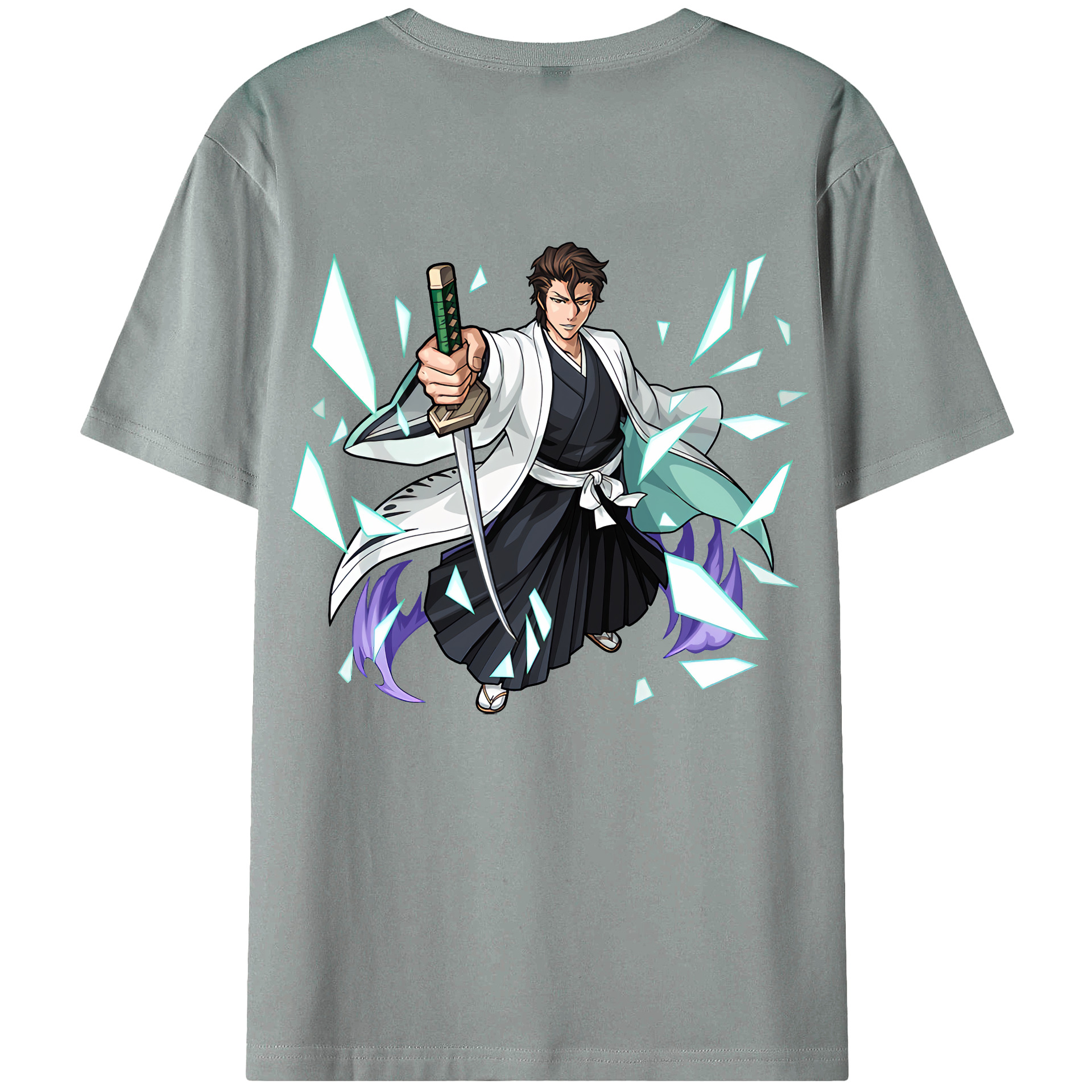 （画像用） ブリーチ 藍染 惣右介（あいぜん そうすけ） BLEACH Aizen Sousuke 綿100％ メンズ半袖Tシャツ（バックプリント） 通気性
